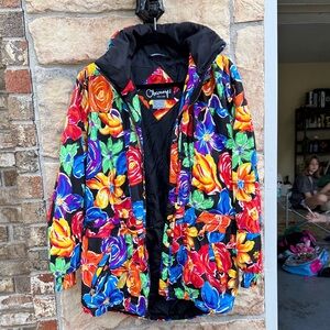 Vintage Obermeyer Colorful Floral Ski Jacket size 10